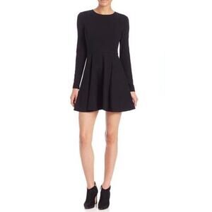 Theory Women’s Black Heathered Tillora Long Sleeve Fit & Flare Dress Size 6